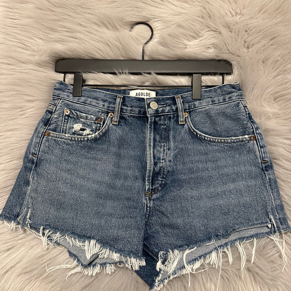 Darker wash agolde shorts